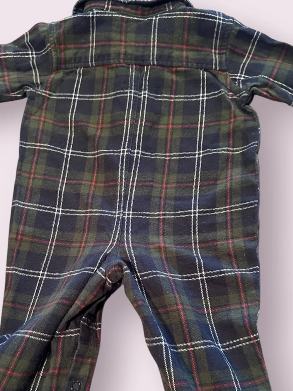 Vintage Koala Kids Baby Plaid Button-Up Baby Romper in Navy and Green Sz 18 Mon